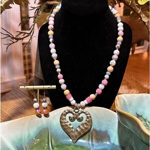 Genuine Multi Gemstone Handcrafted Necklace + Handcrafted Earrings